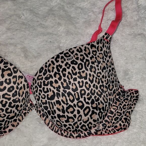 PINK LEOPARD WEAR EVERYWHERE PUSH-UP UNDERWIRE BRA, SIZE 36B - Picture 3 of 9
